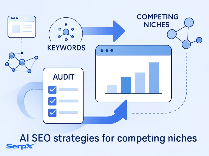 AI SEO strategies for competitive niches 2026 visual guide by SerpX