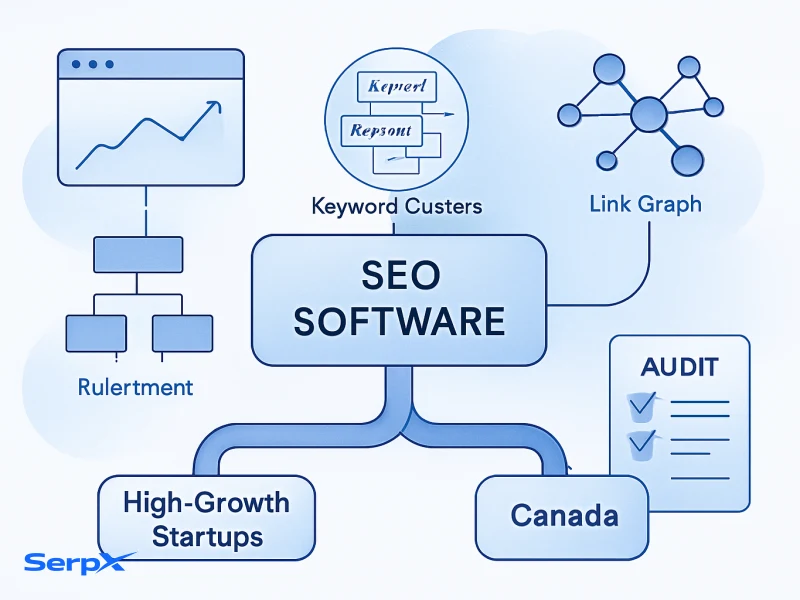 Best SEO software for high-growth startups in Canada visual guide by SerpX