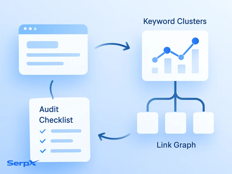 Scaling Content Production Using AI SEO Tools visual guide by SerpX