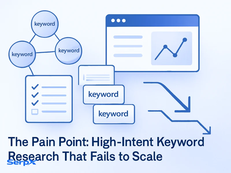 Using LLMs for High-Intent Keyword Research visual guide by SerpX